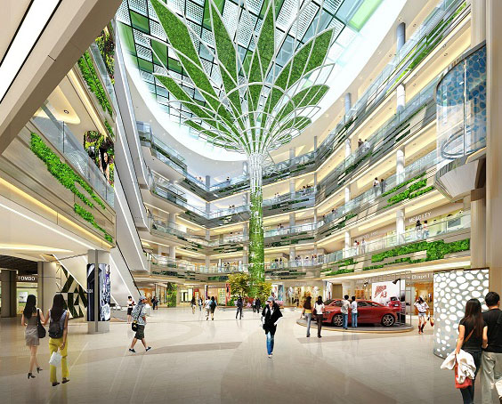 吉寶季景新城項目中庭鋼結(jié)構(gòu)景觀樹施工工程